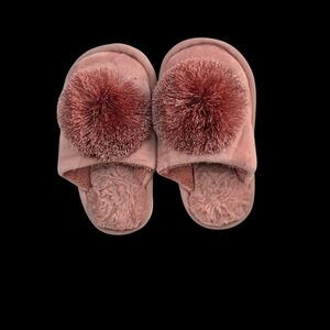 Pink Fuzzy Pom-Pom Slippers